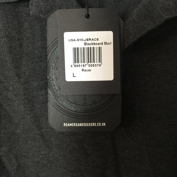 Charcoal Grey Polo Shirt Striped Collar Large NWT - Picture 4 of 4